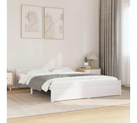 Bed frame Solid Pine White 150x200 cm King Size Slatted Base Minimal Modern UK.