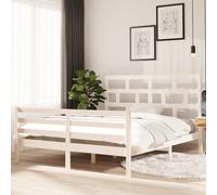 Bed frame Solid Pine White 160x200 cm Slatted Base Timeless Headboard