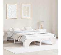 Bed Frame Solid Pine White 160x200cm Slatted Low Profile 30cm Height Easy Build