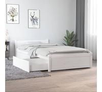 Bed frame Solid pine white 90x190cm Single with 2 Drawers Rustic Storage Plywood [EEK: D]