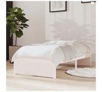 Bed frame Solid pine White Small Single 75x190 cm Slatted Minimalist Compact UK