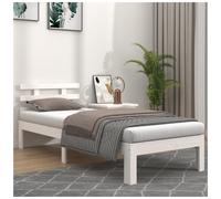 Bed Frame Solid Pine White Small Single 75x190cm Compact Platform Slatted Bases