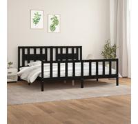 Bed frame Solid pine wood 150x200cm King Black Rustic Headboard Support Sturdy.