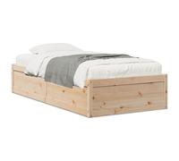 Bed Frame Solid Pine Wood 90x190 cm Single Rustic Natural Finish Smooth Natural [EEK: A]
