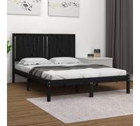 Bed Frame Solid Pine Wood Black 140x190 cm Rustic Headboard Small Single Natural [EEK: D]