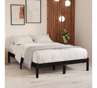 Bed frame Solid pine wood black 200x200 cm Slatted rustic platform, no mattress