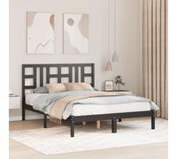 Bed Frame Solid Pine Wood Black 75x190cm 2FT6 Small Single with Headboard Rustic