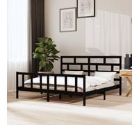 Bed frame Solid pine wood Black 75x190cm Small Single with Rustic Headboard 2FT6