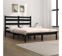 Bed Frame Solid Pine Wood Black Small Single 75x190cm With Slat Headboard Sturdy