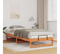 Bed Frame Solid Pine Wood Brown 100x220cm Low With Handles EasyCare [EEK: A]