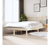 Bed frame solid pine wood brown 120 x 190 cm 4FT small double headboard + slats [EEK: D]