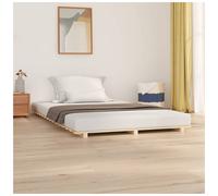 Bed Frame Solid Pine Wood Brown 120x190cm 4FT Small Double Rustic SlattedBedBase [EEK: A]