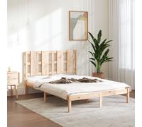 Bed Frame Solid Pine Wood Brown 140x190 cm Rustic Headboard Slatted Base 2FT6 UK [EEK: D]