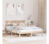 Bed Frame Solid Pine Wood Brown 150x200cm Headboard Modern Single Minimalist Eco
