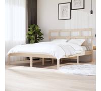 Bed Frame Solid Pine Wood Brown 160x200 cm Rustic Headboard Slatted Base Single [EEK: D]
