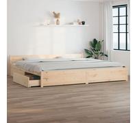 Bed Frame Solid Pine Wood Brown 180x200cm with 4 Drawers Rustic Storage Large UK [EEK: D]