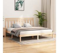 Bed Frame Solid Pine Wood Brown 200x200 cm Rustic Wooden Platform SturdyWood [EEK: A]