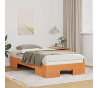 Bed Frame Solid Pine Wood Brown Floor Storage Low Profile Rectangular WithLiftUp [EEK: A]