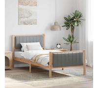 Bed frame Solid pine wood Brown & Light Grey 90x200cm Platform with Headboard XL