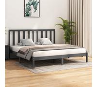 Bed frame Solid Pine Wood Grey 160 x 200 cm Slatted Headboard Rustic Platform XL [EEK: A]