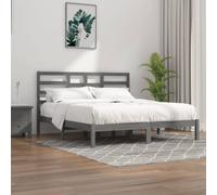 Bed Frame Solid Pine Wood Grey 200x200 cm Rustic Headboard Sturdy Single Compact