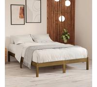 Bed frame Solid Pine Wood Honey Brown 200x200 cm Rustic Slatted Platform Double