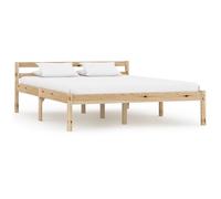 Bed frame solid pine wood light brown 140x200 cm slatted platform easy-assemble