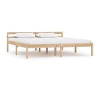 Bed Frame Solid Pine Wood Light Brown 160x200 cm Rustic Sturdy Slatted Base Eco [EEK: A]