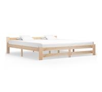 Bed Frame Solid Pine Wood Light Brown 90x200 cm Slatted Wooden Single Bed Small