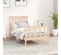 Bed frame solid pine wood natural 100x200 cm with headboard rustic look sturdy. [EEK: D]
