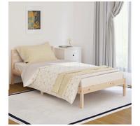 Bed frame Solid pine wood Natural 100x200cm Modern slatted single bed incl head