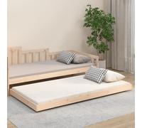 Bed frame solid pine wood natural 100x200cm plywood slats wheels rustic compact [EEK: A]