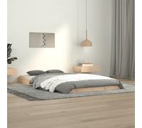 Bed Frame Solid Pine Wood Natural 100x200cm Rustic Slatted Platform Heavy Duty + [EEK: A]