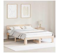 Bed Frame with Headboard Natural 150 x 200 cm Solid Pine Wood