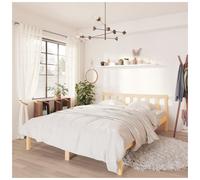 Bed frame solid pine wood natural extra long 80x210 cm single slatted headboard