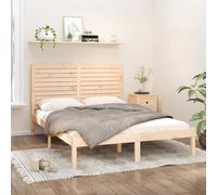 Bed frame Solid pine wood natural extra-long 90x210 cm slatted headboard durable