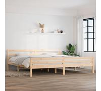 Bed frame Solid pine wood natural finish 200x200 cm slatted sturdy design modern