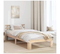 Bed frame Solid Pine Wood Natural Super King 209x204cm Slatted Headboard 31cm H