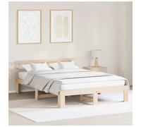 Bed Frame Solid Pine Wood Natural Super King Slatted Headboard 209x204x66cm 31cm