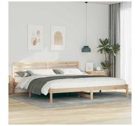 Bed frame Solid Pine Wood Platform 180x220cm Natural Light Brown Minimalist Slim