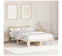 Bed frame Solid pine wood Super King with Headboard Natural Durable 209x204x66cm