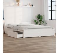 Bed frame Solid Pine Wood White 120x190cm Small Double with 4 Drawers Incl HB
