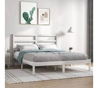 Bed Frame Solid Pine Wood White 120x200 cm Rustic Slatted Headboard 2FT6 SmallUK [EEK: D]