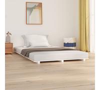 Bed Frame Solid Pine Wood White 120x200 cm Rustic Slatted Wooden Base Single Bed [EEK: A]