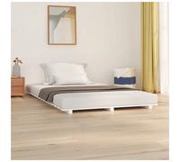 Bed Frame Solid Pine Wood White 135x190 cm 4FT6 Double Slatted Sturdy EasyBuilds [EEK: A]