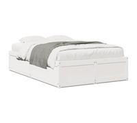 Bed Frame Solid Pine Wood White 135x190 cm Double Slatted Base Rustic Charm Cozy [EEK: A]