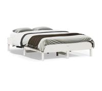 Bed Frame Solid Pine Wood White 135x190cm Double with Plywood Slats Rustic Style