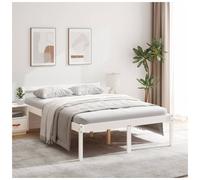 Bed frame Solid Pine Wood White 140x190cm Slatted Platform Minimalist Elegance
