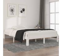 Bed Frame Solid Pine Wood White 140x200cm Rustic Slatted Sturdy Platform Bed Pro