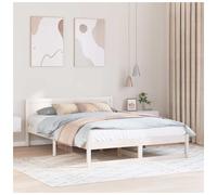 Bed Frame Solid Pine Wood White 160x200 cm Slatted Frame with Headboard Cozy